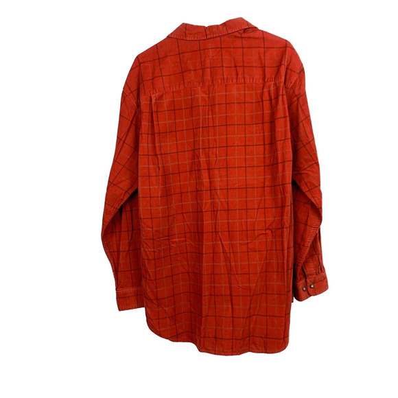 Sun River Clothing Burnt Orange Plaid Corduroy Long Sleeve Button Up Shirt Large - Picture 5 of 6
